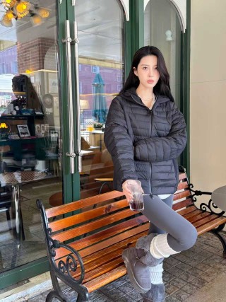 Black Quilted Down Puffer Jacket view 7