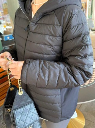 Black Quilted Down Puffer Jacket view 9