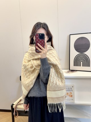 Dior Monogram Cashmere Blend Scarf - Beige view 2