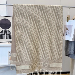 Dior Monogram Cashmere Blend Scarf - Beige view 3