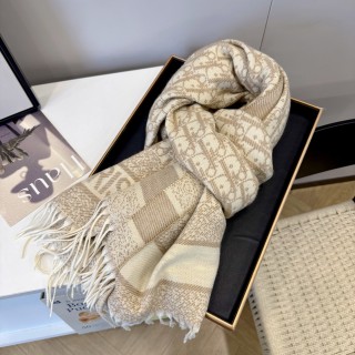 Dior Monogram Cashmere Blend Scarf - Beige view 4