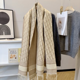 Dior Monogram Cashmere Blend Scarf - Beige view 5