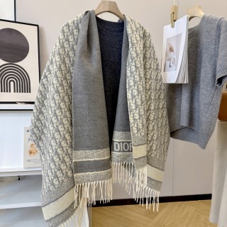 Dior Monogram Cashmere Blend Scarf - Beige view 9