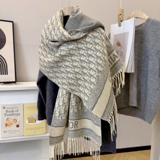 Dior Monogram Cashmere Blend Scarf - Beige view 10