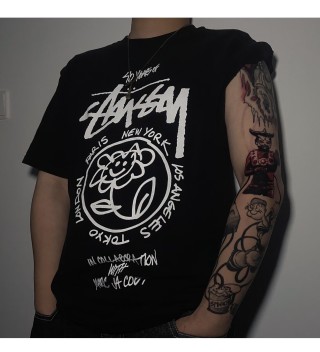 Stüssy Black Graphic Logo T-Shirt view 1