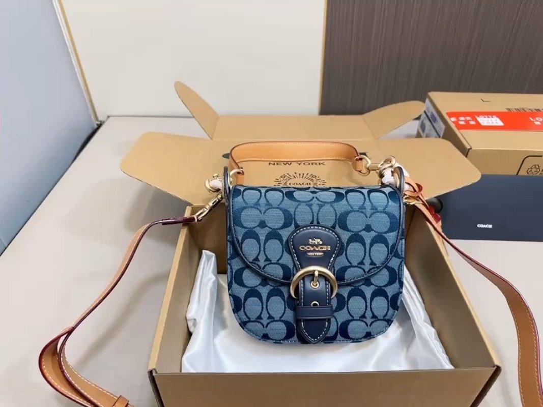 Coach Signature Denim Crossbody Bag Navy Blue