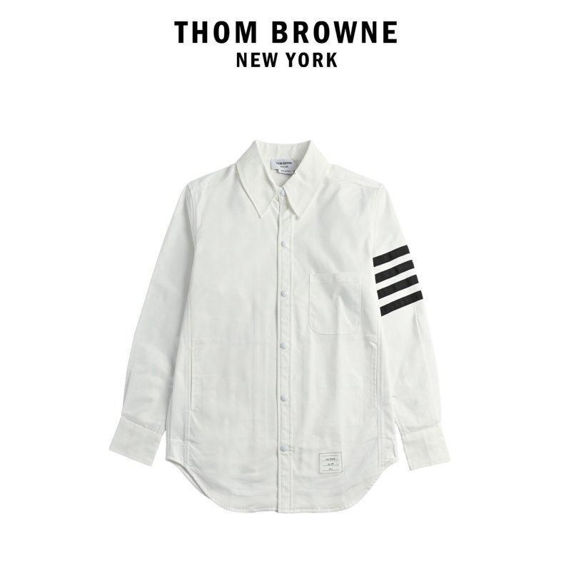 Thom Browne White Nylon Four-Bar Stripe Shirt Jacket