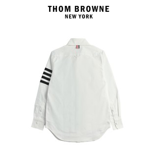 Thom Browne White Nylon Four-Bar Stripe Shirt Jacket view 2