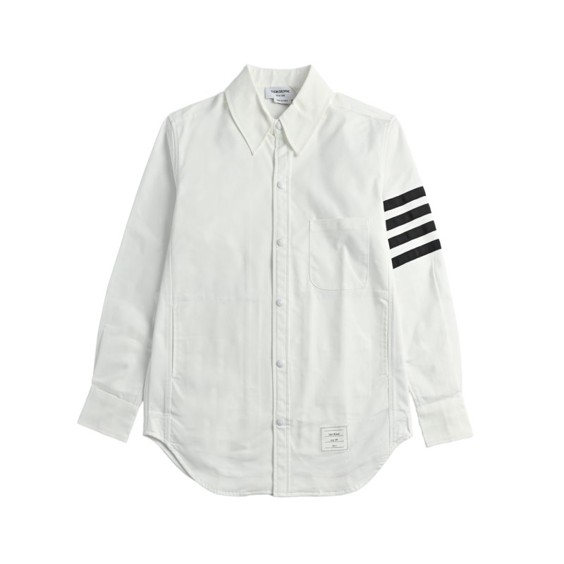 Thom Browne White Nylon Four-Bar Stripe Shirt Jacket view