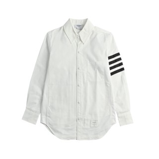 Thom Browne White Nylon Four-Bar Stripe Shirt Jacket view 3