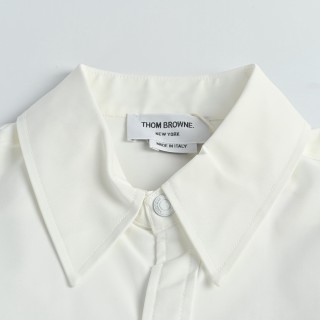 Thom Browne White Nylon Four-Bar Stripe Shirt Jacket view 5
