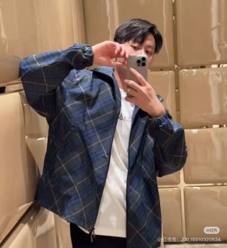 Navy Plaid Oversized Blazer Jacket view 5