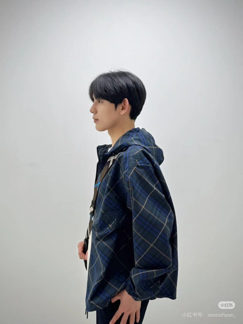 Navy Plaid Oversized Blazer Jacket view