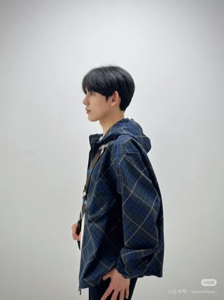 Navy Plaid Oversized Blazer Jacket view 8