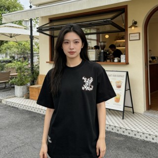 Black Botanical Graphic Short Sleeve T-Shirt view 1