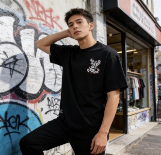 Black Botanical Graphic Short Sleeve T-Shirt view 6