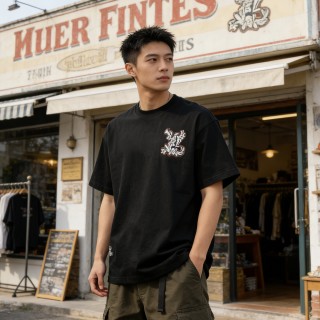 Black Botanical Graphic Short Sleeve T-Shirt view 8