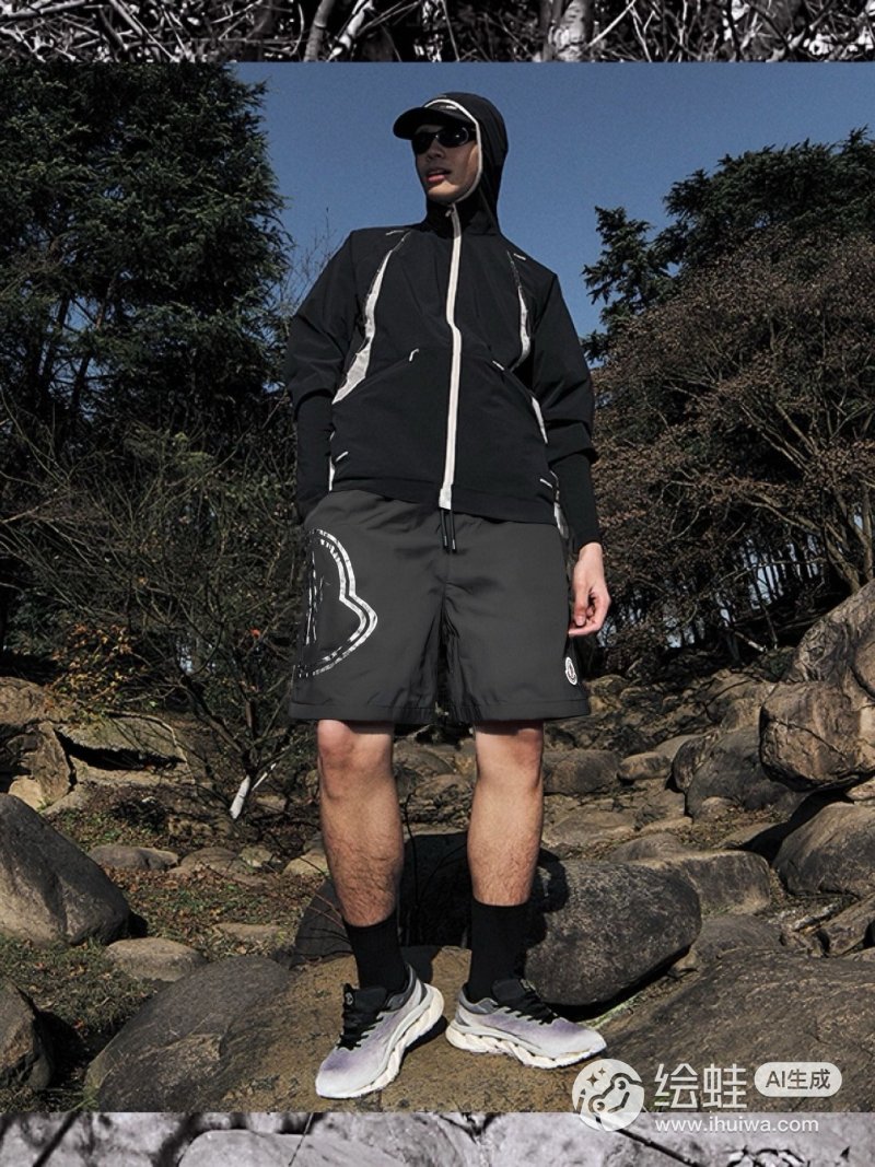 Black Nylon Shorts with Reflective Side Stripe