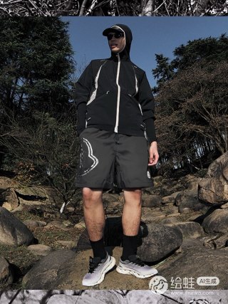 Black Nylon Shorts with Reflective Side Stripe view 1