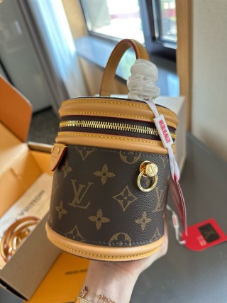 Louis Vuitton Monogram Cannes Cylinder Bag Navy & Tan view 3