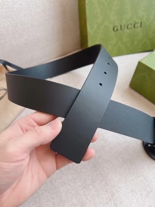 Gucci GG Interlock Buckle Black Leather Belt 4cm view 8