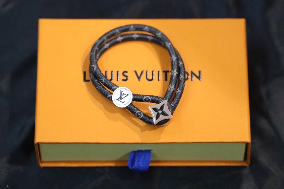 Louis Vuitton Monogram Eclipse Floral Charm Rope Bracelet