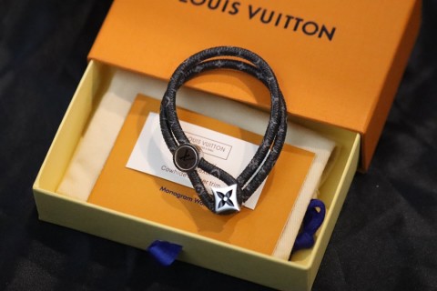 Louis Vuitton Monogram Eclipse Floral Charm Rope Bracelet view 6