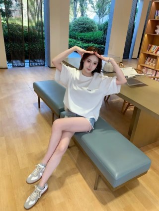 Celine Logo Cream Short Sleeve T-Shirt view 7