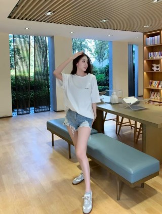 Celine Logo Cream Short Sleeve T-Shirt view 8