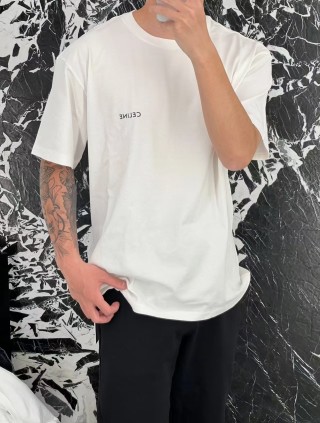 Celine Logo Cream Short Sleeve T-Shirt view 10