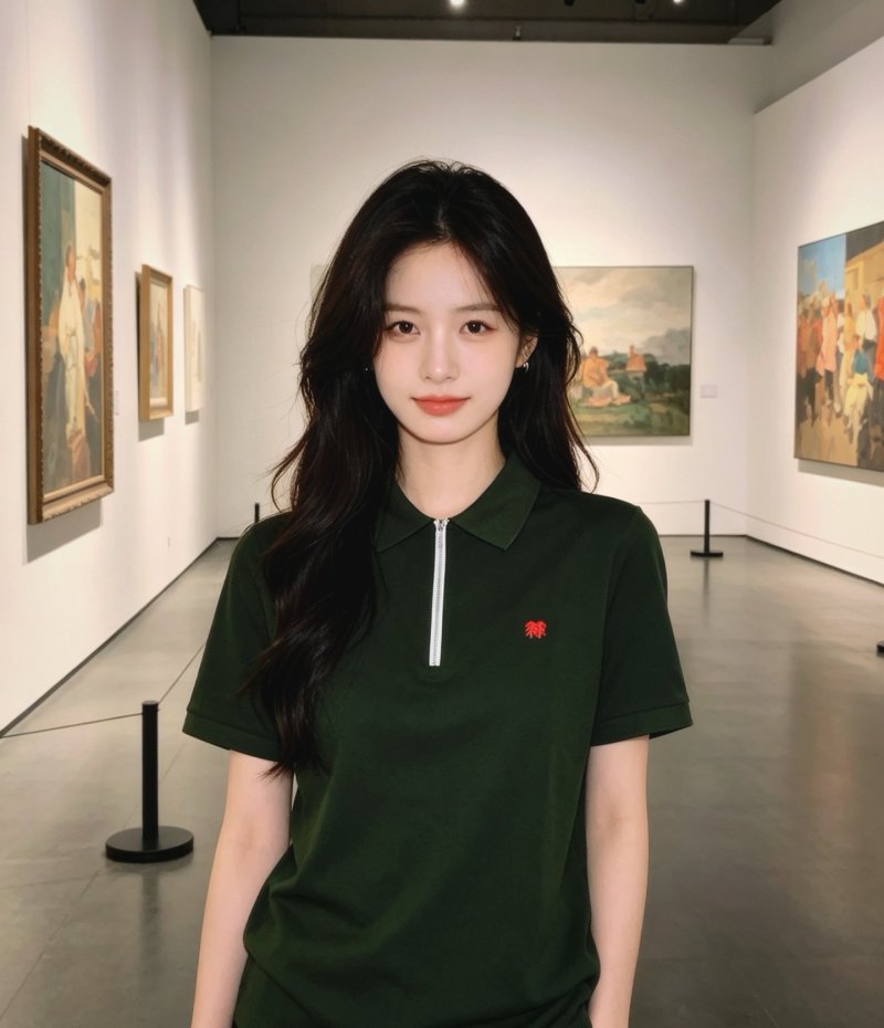 Burberry Forest Green Zip Polo Shirt view