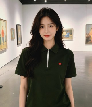 Burberry Forest Green Zip Polo Shirt view 3