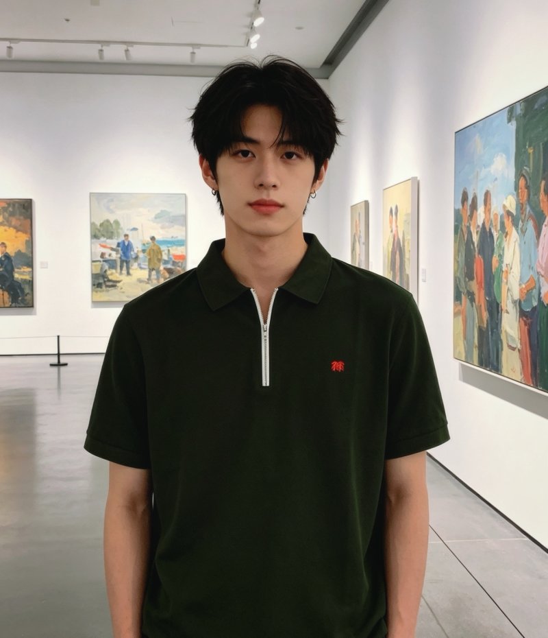 Burberry Forest Green Zip Polo Shirt view