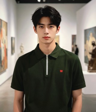 Burberry Forest Green Zip Polo Shirt view 6