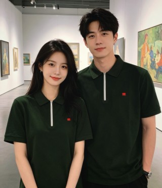 Burberry Forest Green Zip Polo Shirt view 8