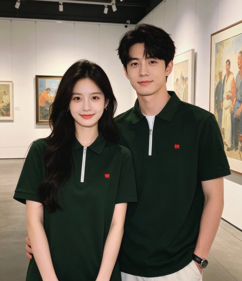 Burberry Forest Green Zip Polo Shirt view