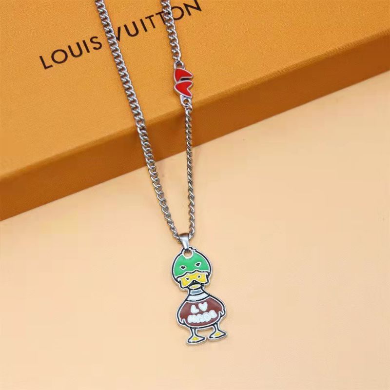 Louis Vuitton x Nigo Duck Enamel Pendant Necklace - Green & Red