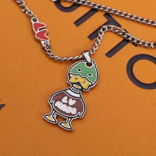 Louis Vuitton x Nigo Duck Enamel Pendant Necklace - Green & Red view 5