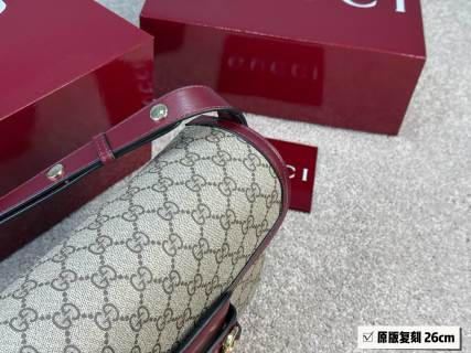 Gucci 1955 Horsebit Saddle Bag Burgundy Monogram Canvas view 2