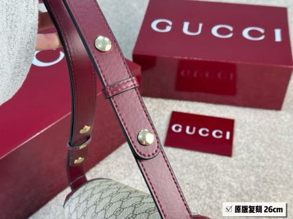 Gucci 1955 Horsebit Saddle Bag Burgundy Monogram Canvas view 3
