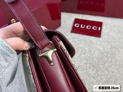 Gucci 1955 Horsebit Saddle Bag Burgundy Monogram Canvas view 4