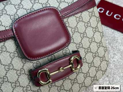 Gucci 1955 Horsebit Saddle Bag Burgundy Monogram Canvas view 8