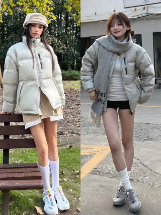 Oversized Cream Puffer Down Jacket view 4