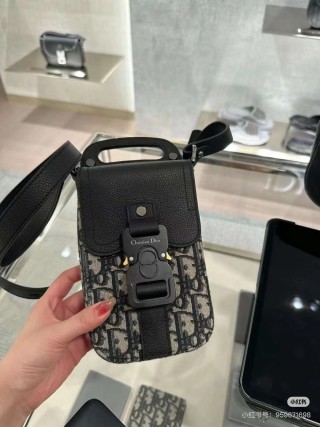 Dior Oblique Crossbody Shoulder Bag Black view 3