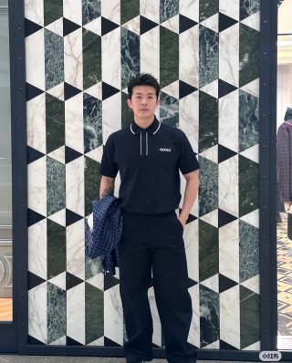Gucci Logo Embroidered Black Polo Shirt view 1