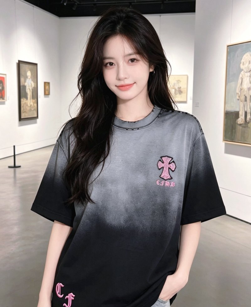Chrome Hearts Gradient Black Grey Cross T-Shirt