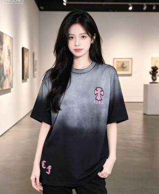 Chrome Hearts Gradient Black Grey Cross T-Shirt view 2