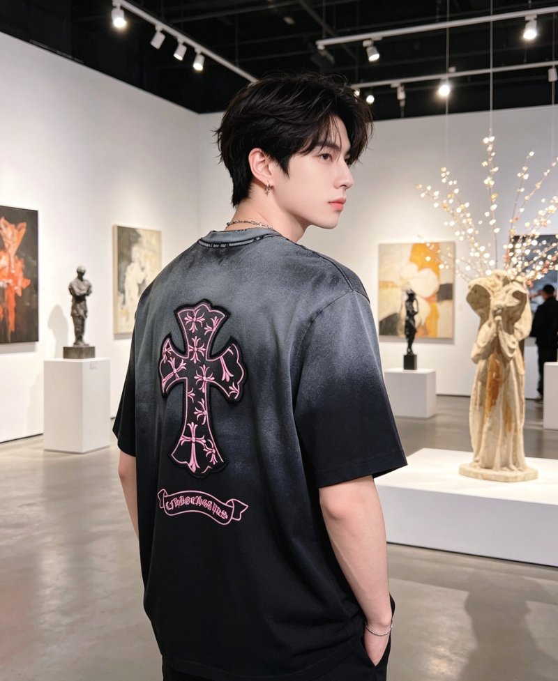 Chrome Hearts Gradient Black Grey Cross T-Shirt view
