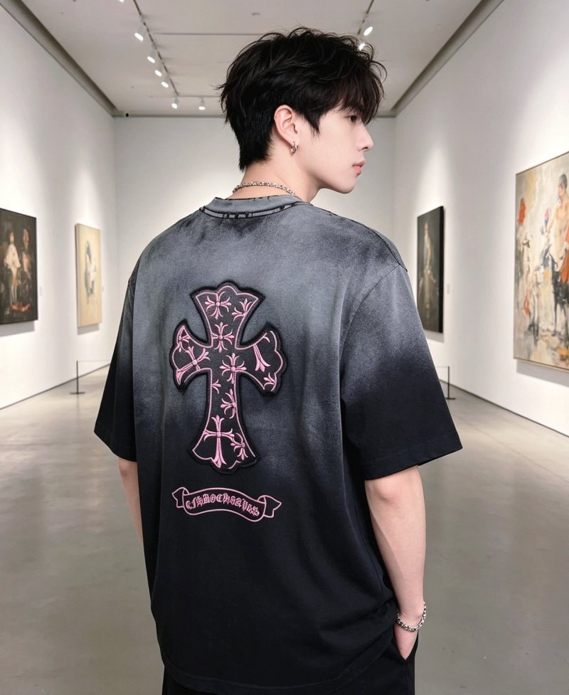 Chrome Hearts Gradient Black Grey Cross T-Shirt view