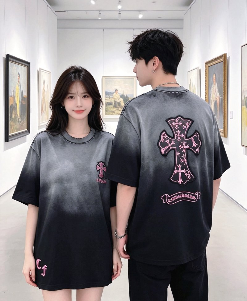 Chrome Hearts Gradient Black Grey Cross T-Shirt view